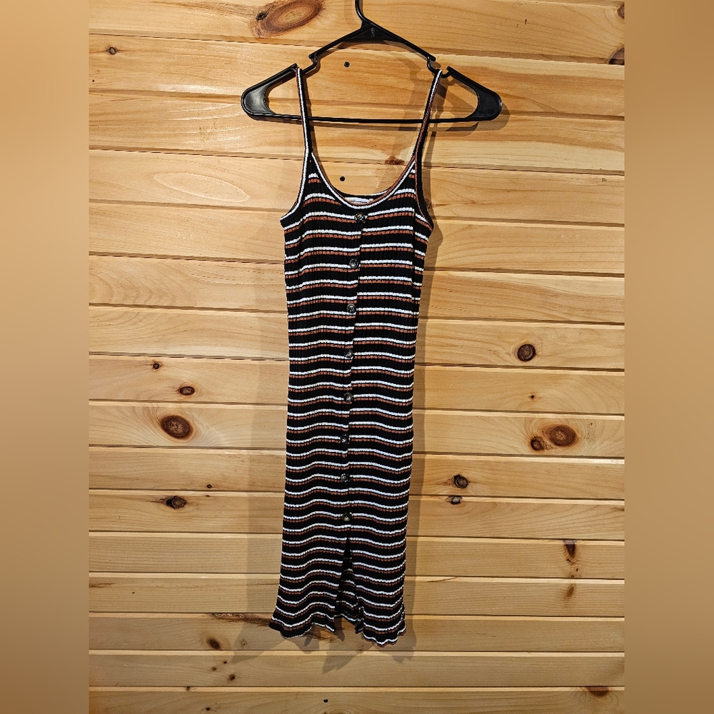 Dont Ask Why American Eagle Chic Black and White Striped Midi Dress Perfect Fall